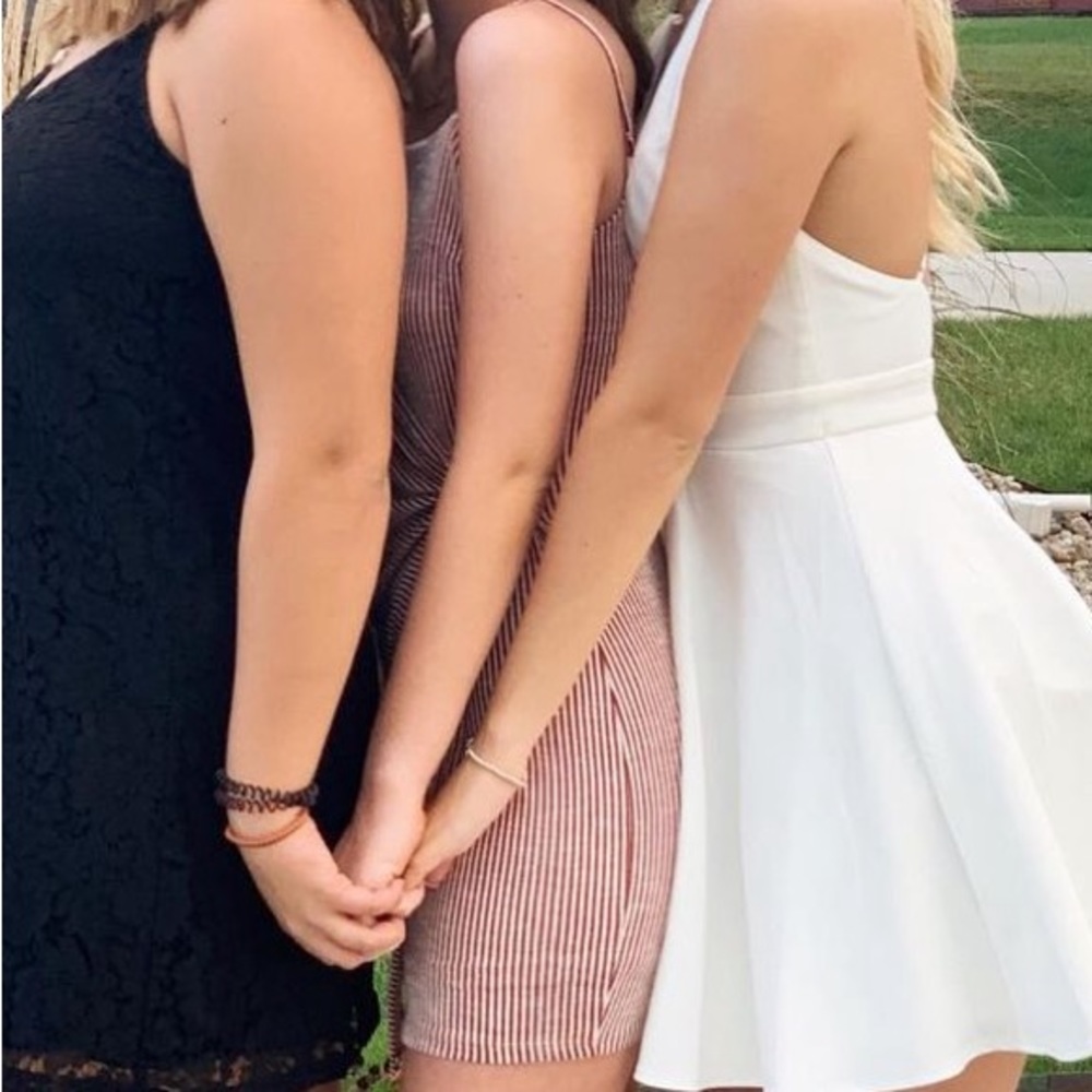 Altard State red/maroon white striped tie dress